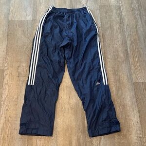 Adidas navy blue relaxed fit track pants with white stripes athleisure